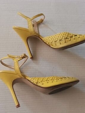 Yellow Braided Slingback Heels - Women's Elegant Strappy Pumps